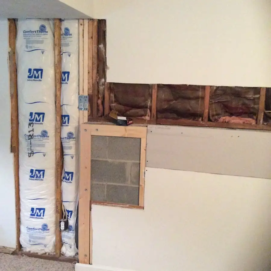 Wall insulation replacement during Basement Flood Cleanup in North Miami Beach
